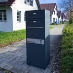 Metzler Paketbox mit 2 Briefkästen | Entnahme auf der Rückseite | personalisiert mit Gravur | austauschbares Namensschild | Anthrazit | Zivo 2