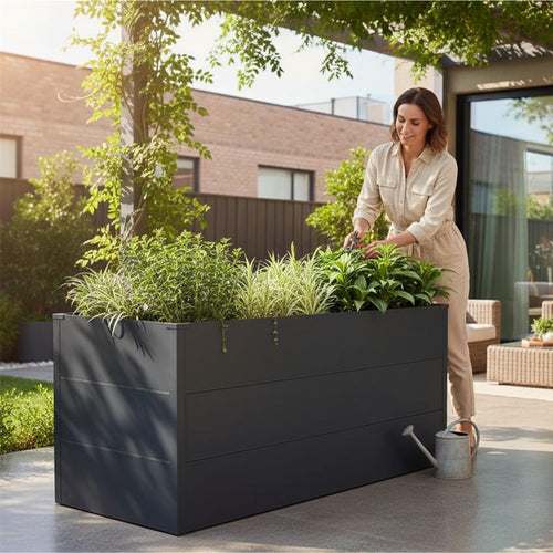 Metzler Hochbeet L für den Garten | Pulverbeschichtet | 150 x 75 x 77 cm