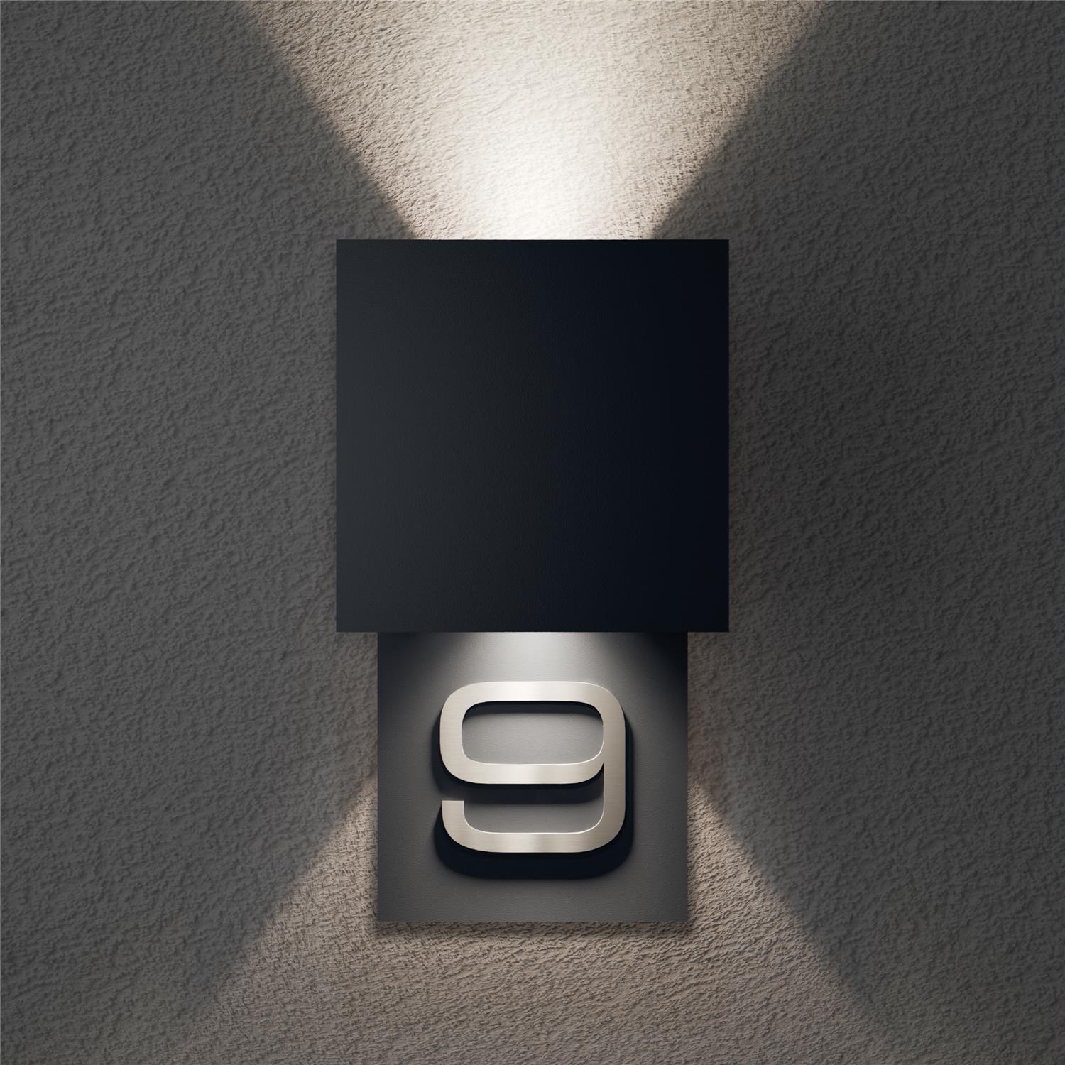 Metzler LED Hausnummer | Außenleuchte mit Hausnummernschild | RAL 7016 Anthrazit | Lumic