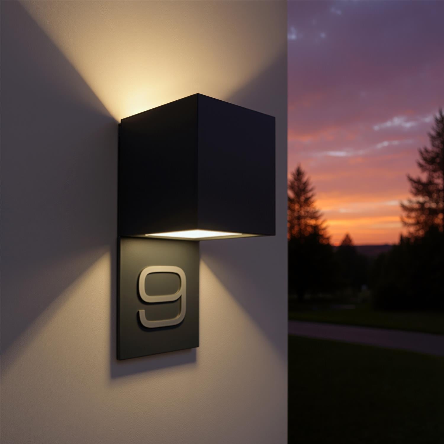 Metzler LED Hausnummer | Außenleuchte mit Hausnummernschild | RAL 7016 Anthrazit | Lumic