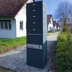 Metzler Paketbox mit 5 Briefkästen | Entnahme auf der Rückseite | personalisiert mit Gravur | austauschbares Namensschild | Anthrazit | Zivo 2