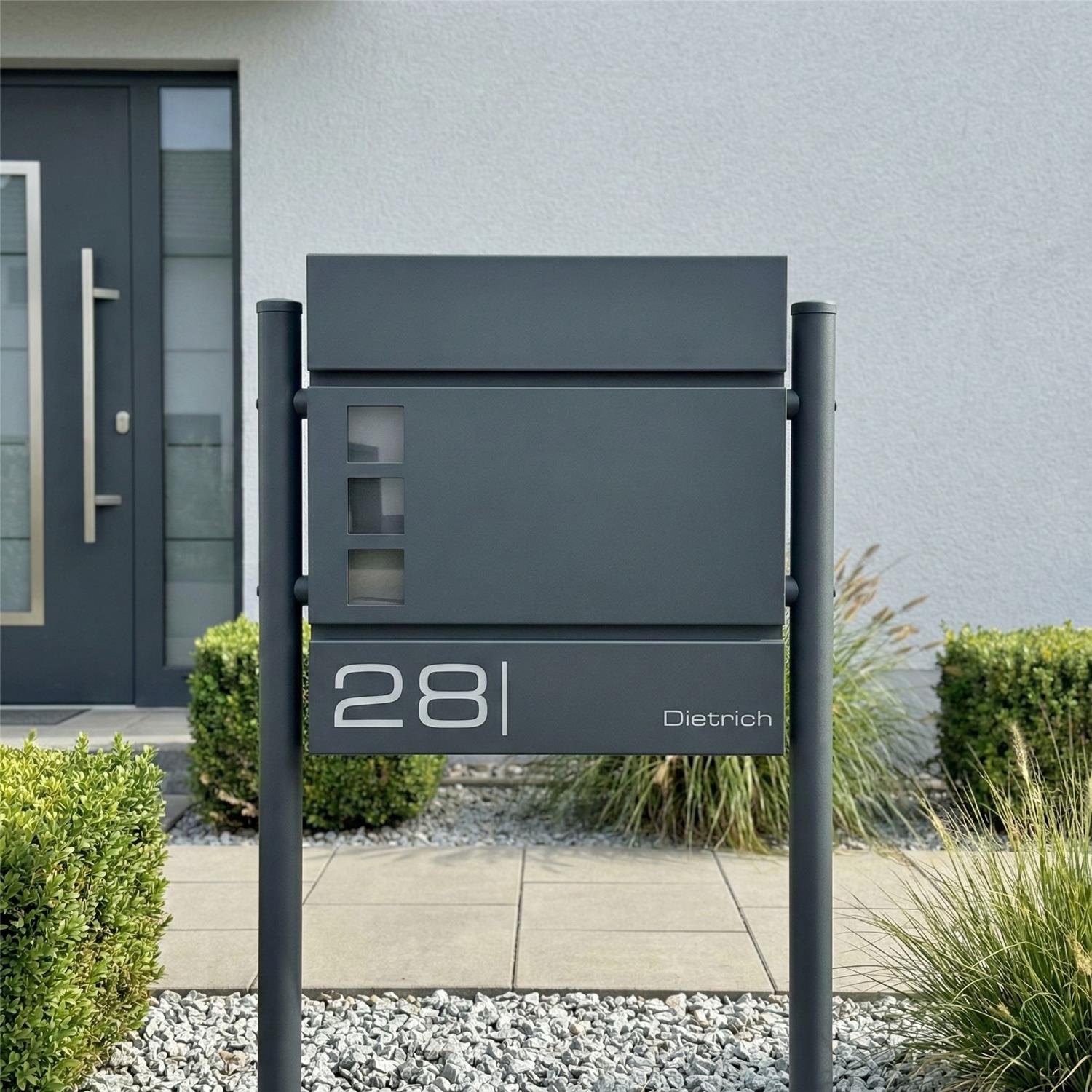 Metzler Standbriefkasten Anthrazit Sichtfenster | Cube