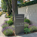 Metzler Paketbox mit Briefkasten | personalisiert mit Gravur | Edelstahl-Namensschild | mit Briefeinwurf | Taren