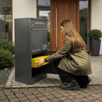 Metzler Paketbox mit Briefkasten | personalisiert mit Gravur | Edelstahl-Namensschild | mit Briefeinwurf | Taren