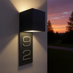 Metzler LED Hausnummer zweistellig | Außenleuchte mit Hausnummernschild | RAL 7016 Anthrazit | Lumic