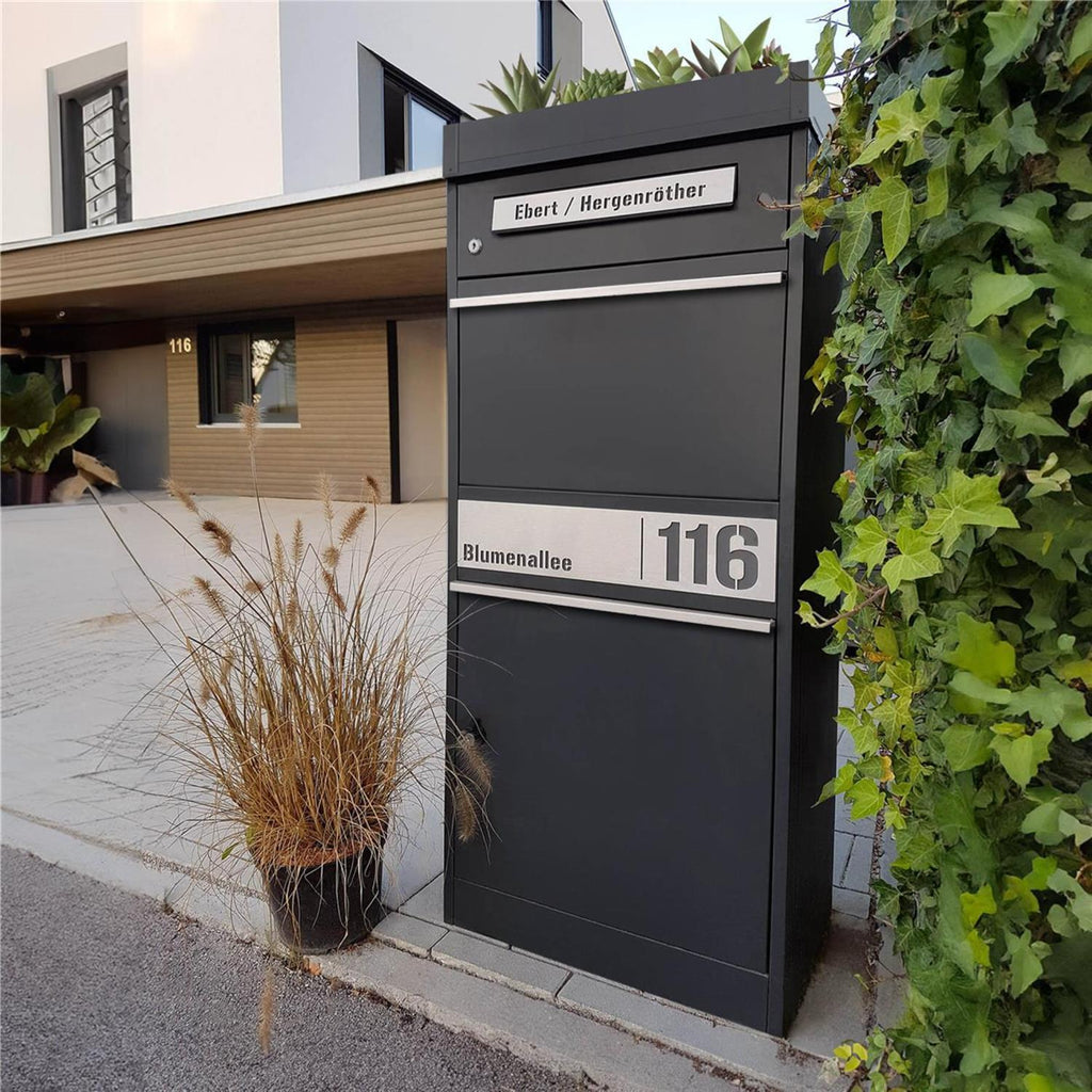 Metzler Pflanzdach für Paketbox | Anthrazit RAL 7016 | Dachbegrünung für Paketbriefkasten | für Modellreihe Bispo