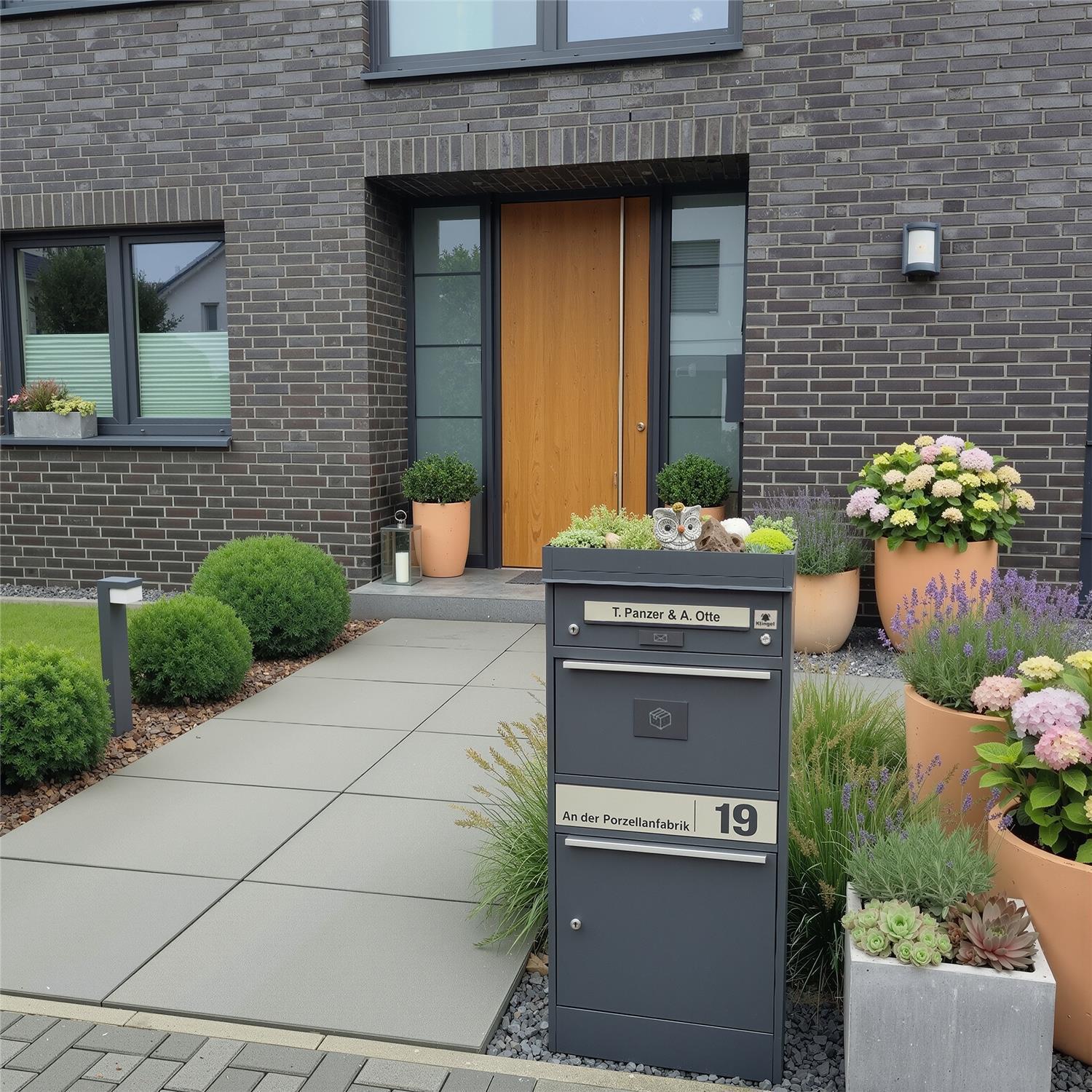 Metzler Pflanzdach für Paketbox | Anthrazit RAL 7016 | Dachbegrünung für Paketbriefkasten | für Modellreihe Bispo