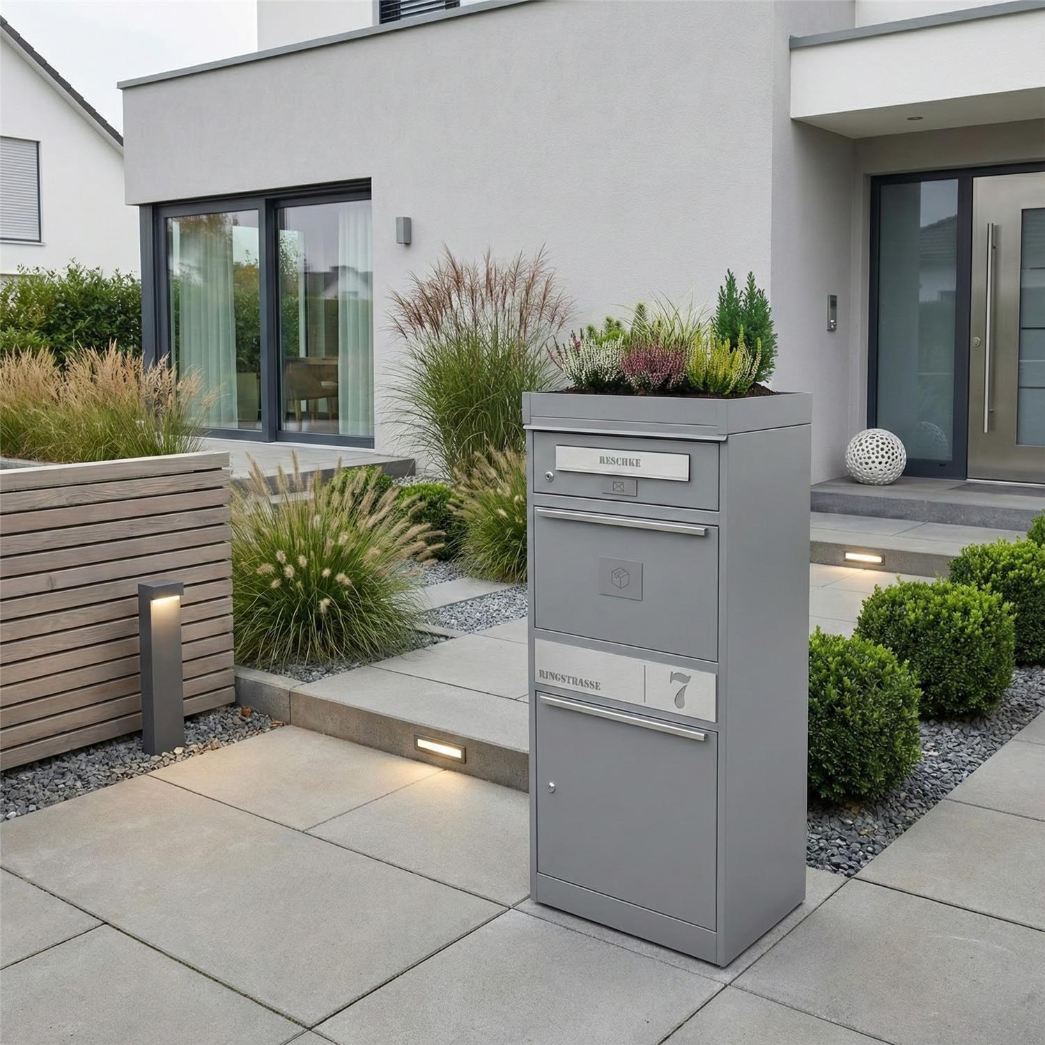 Metzler Pflanzdach für Paketbox | Grau | Dachbegrünung für Paketbriefkasten | für Modellreihe Bispo