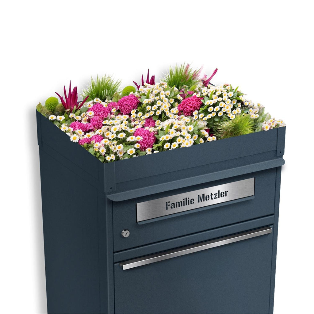 Metzler Pflanzdach für Paketbox | Anthrazit RAL 7016 | Dachbegrünung für Paketbriefkasten | für Modellreihe Bispo