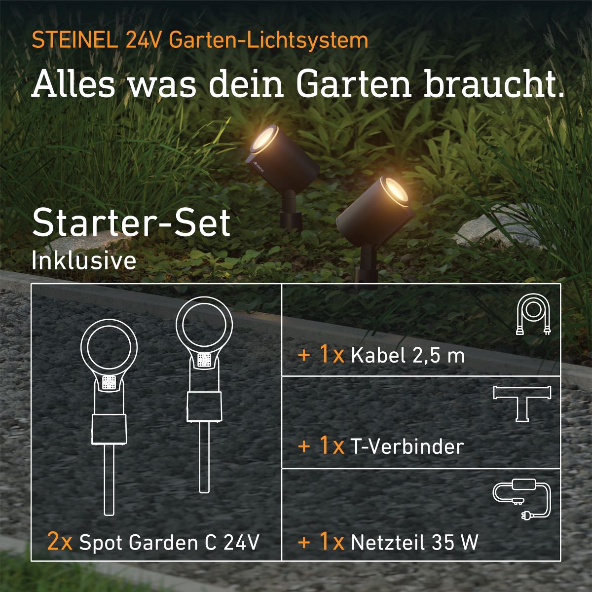 LED Gartenstrahler | Spot Garden C | 24V Garten-Lichtsystem | Bluetooth | Starter-Set