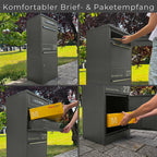 Metzler Paketbox mit Briefkasten | personalisiert mit Gravur | Edelstahl-Namensschild | mit Briefeinwurf | Taren