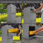 Metzler Paketbox mit Briefkasten | personalisiert mit Gravur | Edelstahl-Namensschild | mit Briefeinwurf | Taren