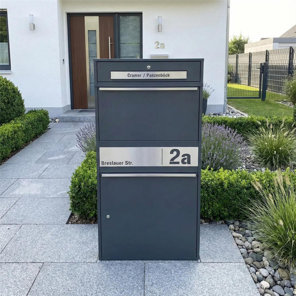 Metzler Paketbox XL mit Briefkasten | Paketkasten rostfrei | personalisiert mit Gravur | Bispo Max 2