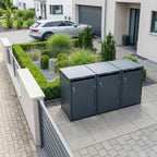 Metzler Mülltonnenbox | 3er | 240l | aus Stahl | rostfrei & massiv | Türgriff mit Schloss