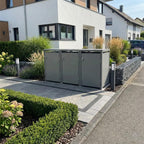 Metzler Mülltonnenbox | 3er | 240l | aus Stahl | rostfrei & massiv | Türgriff mit Schloss