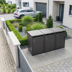 Metzler Mülltonnenbox | 3er | 240l | aus Stahl | rostfrei & massiv | Türgriff mit Schloss