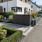 Metzler Mülltonnenbox | 3er | 240l | aus Stahl | rostfrei & massiv | Türgriff mit Schloss
