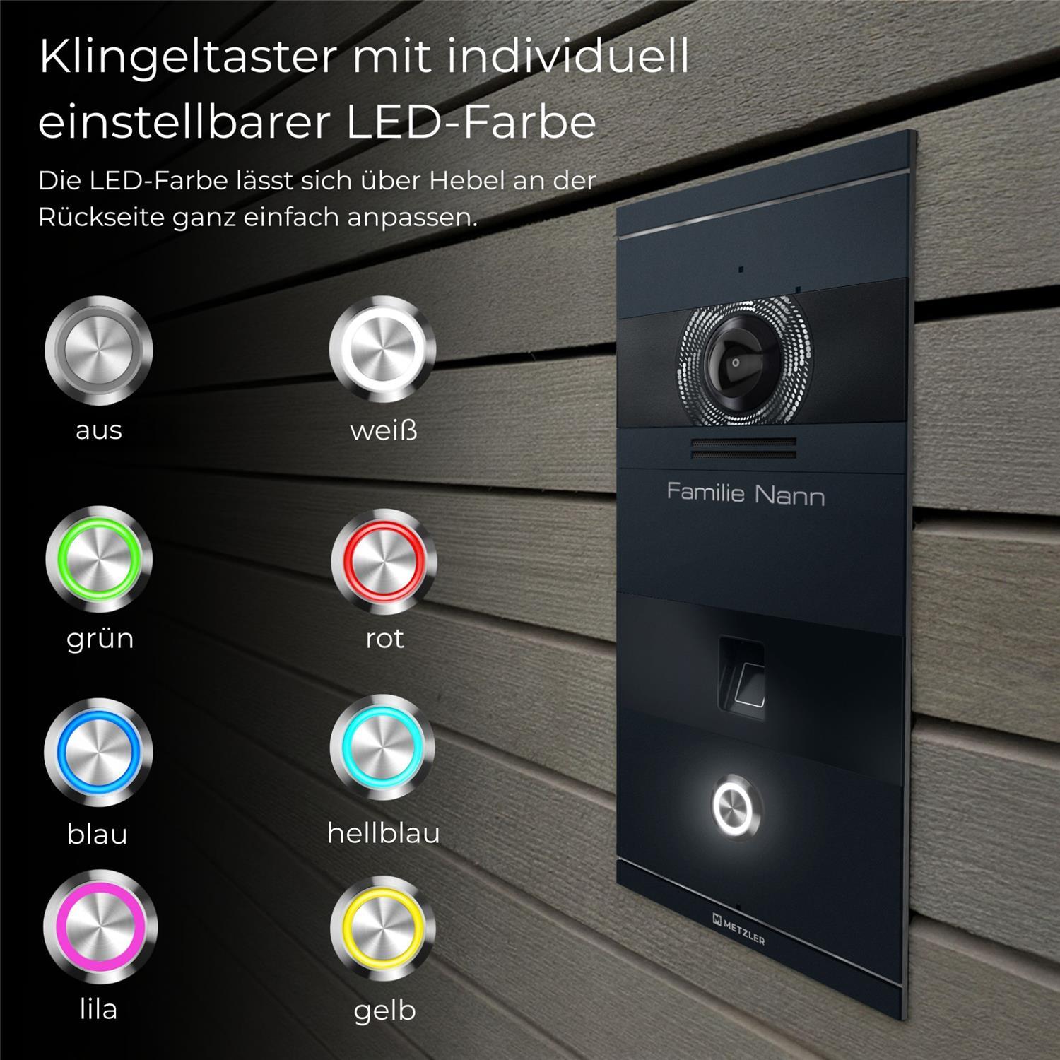 Metzler VDM10 2.0 Video-Türsprechanlage | mit Fingerprint | 1 Klingeltaster | Niko