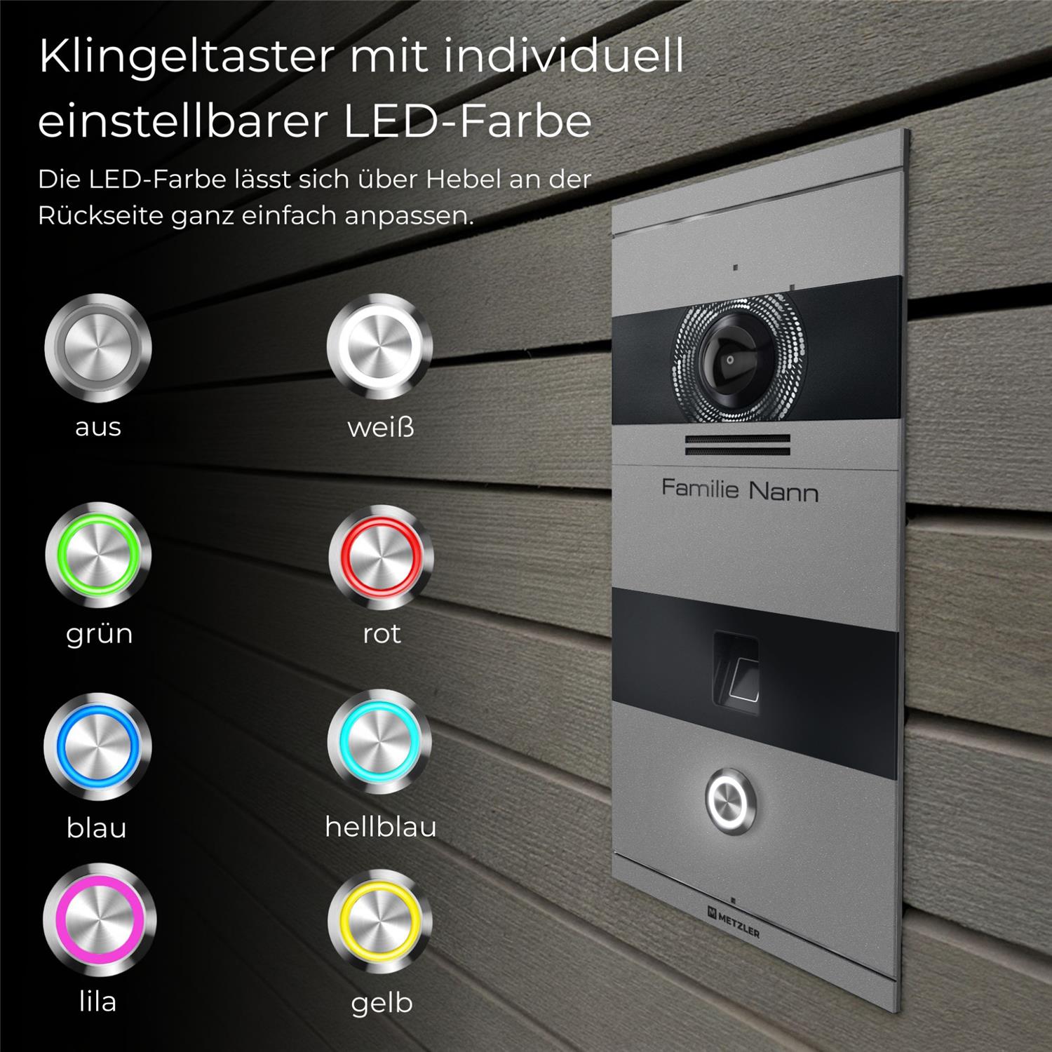 Metzler VDM10 2.0 Video-Türsprechanlage | mit Fingerprint | 1 Klingeltaster | Niko