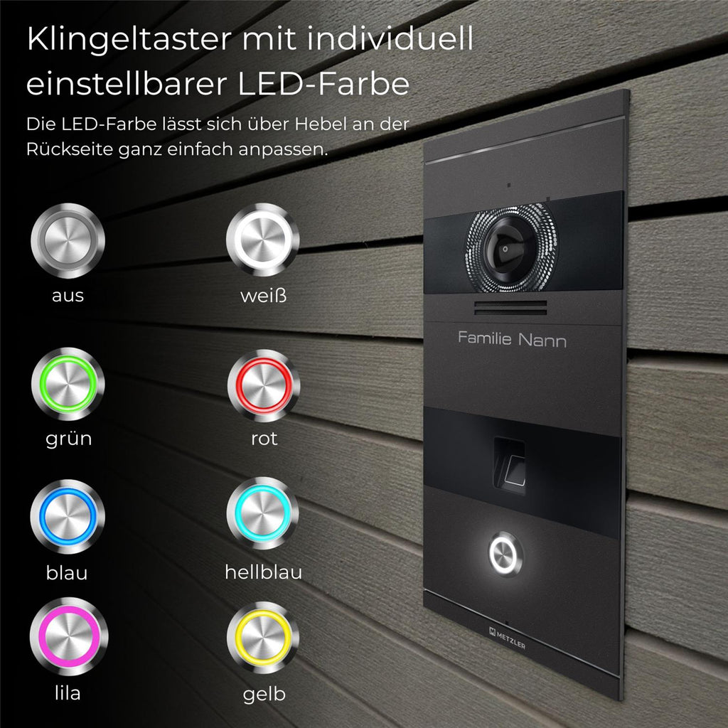 Metzler VDM10 2.0 Video-Türsprechanlage | mit Fingerprint | 1 Klingeltaster | Niko