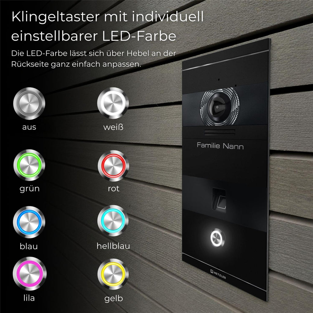 Metzler VDM10 2.0 Video-Türsprechanlage | mit Fingerprint | 1 Klingeltaster | Niko