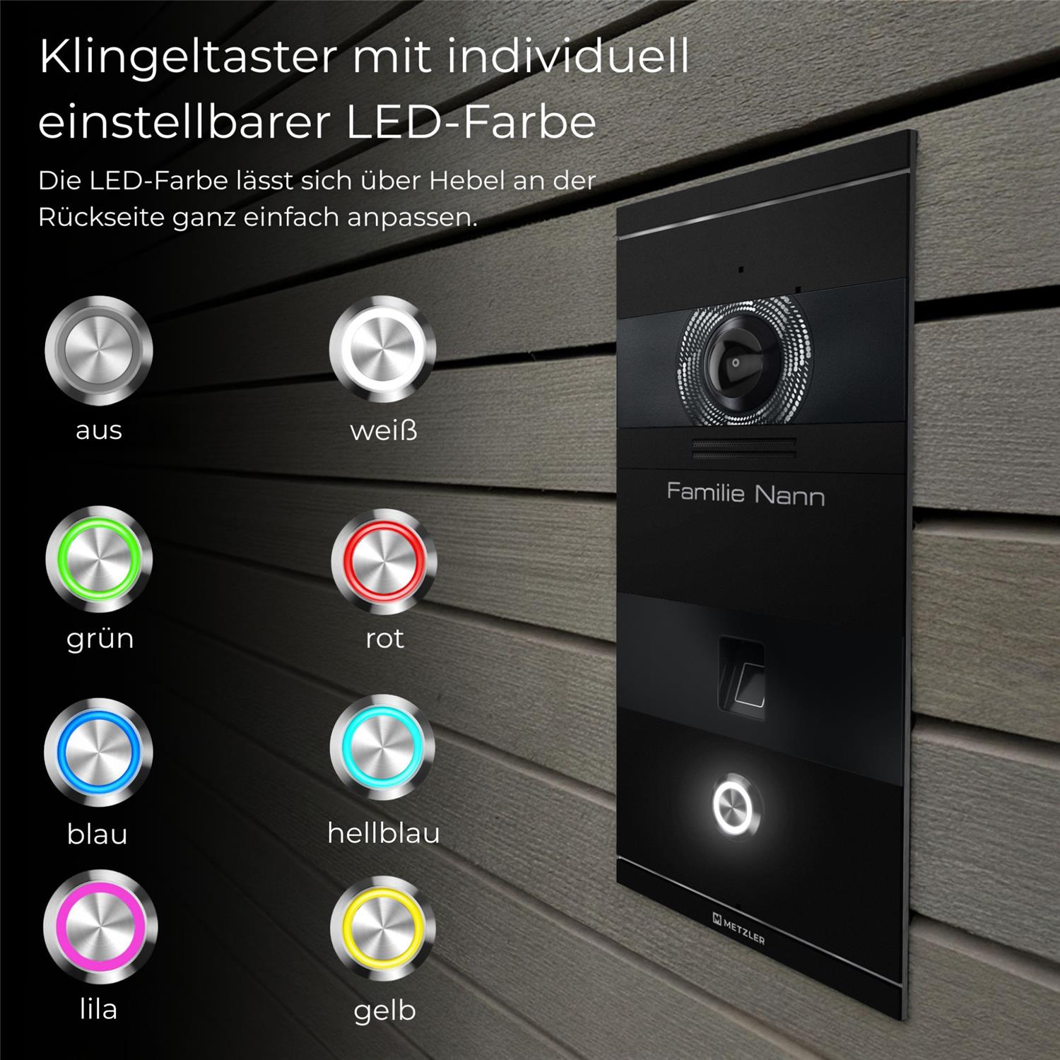 Metzler VDM10 2.0 Video-Türsprechanlage | mit Fingerprint | 1 Klingeltaster | Niko