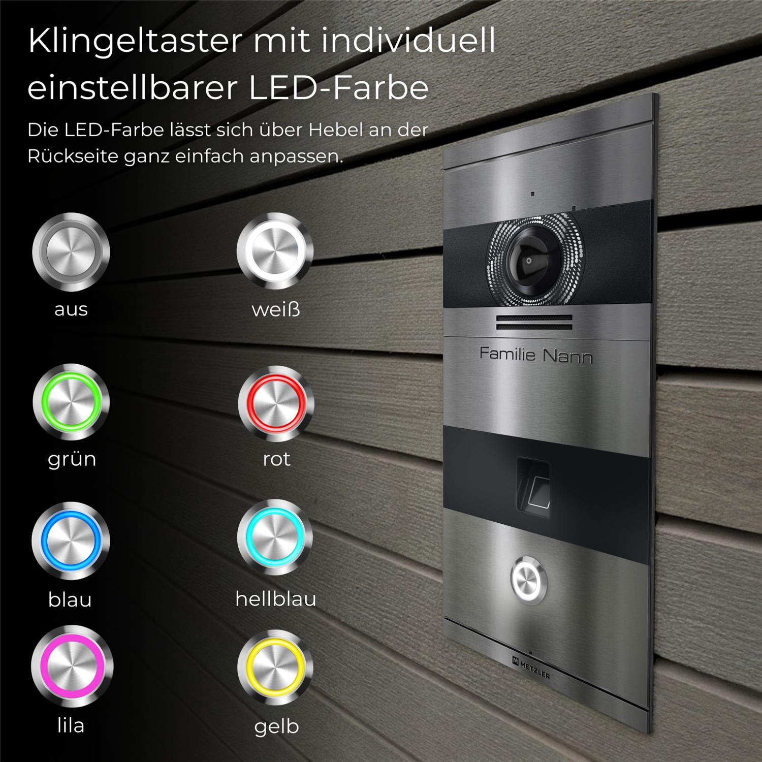 Metzler VDM10 2.0 Video-Türsprechanlage | mit Fingerprint | 1 Klingeltaster | Niko