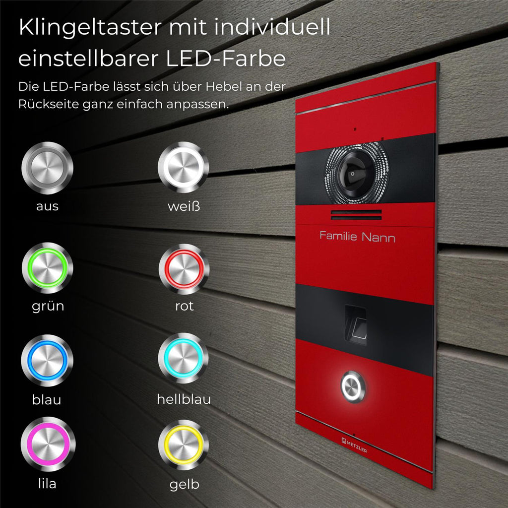 Metzler VDM10 2.0 Video-Türsprechanlage | mit Fingerprint | 1 Klingeltaster | Niko