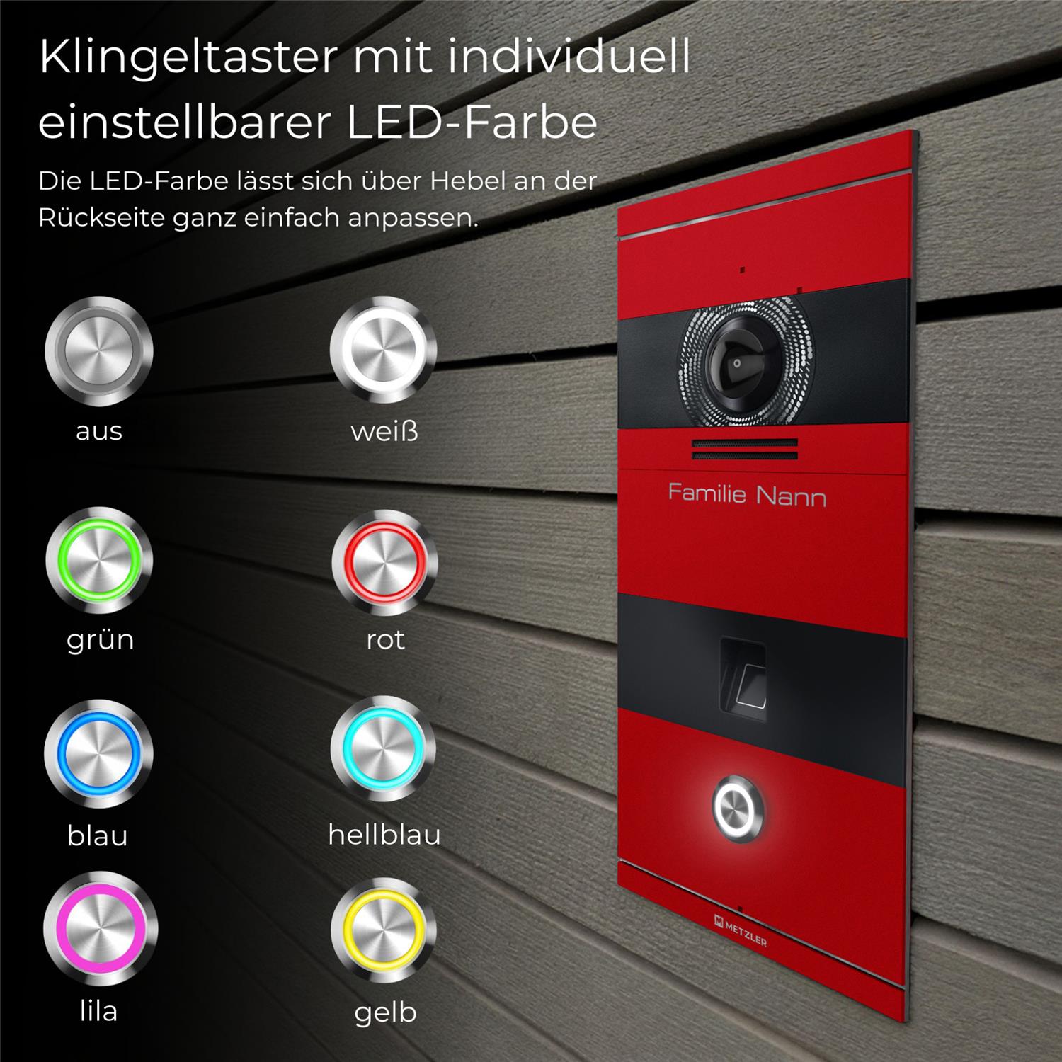 Metzler VDM10 2.0 Video-Türsprechanlage | mit Fingerprint | 1 Klingeltaster | Niko