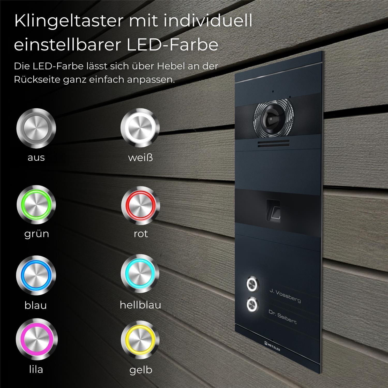 Metzler VDM10 2.0 Video-Türsprechanlage | mit Fingerprint | 2 Klingeltaster | Niko