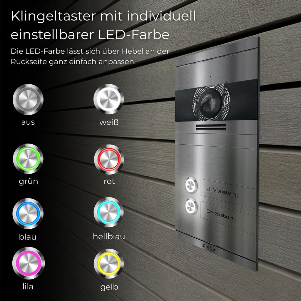 Metzler VDM10 2.0 Mehrfamilien Video-Türsprechanlage | 2 Klingeltaster | Colson