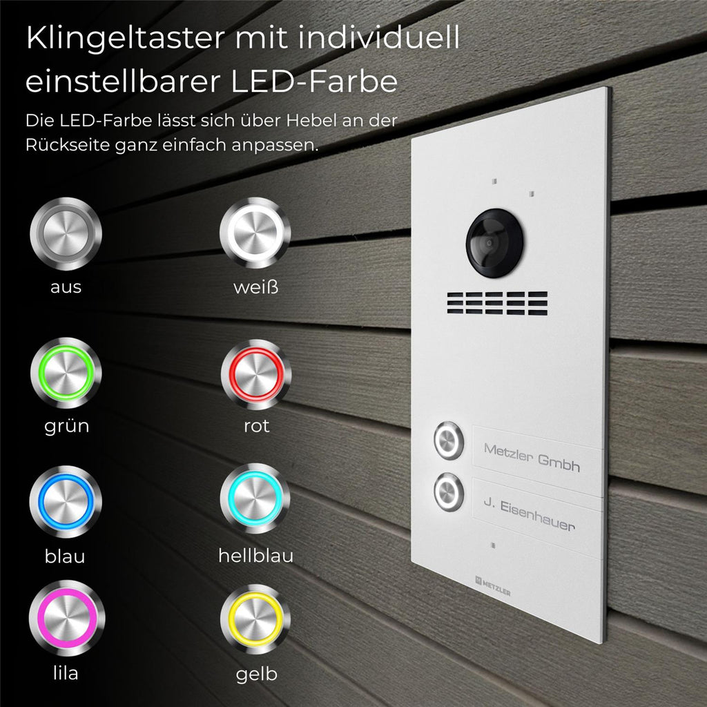 Metzler VDM10 2.0 Mehrfamilien Video-Türsprechanlage | 2 Klingeltaster | Kian