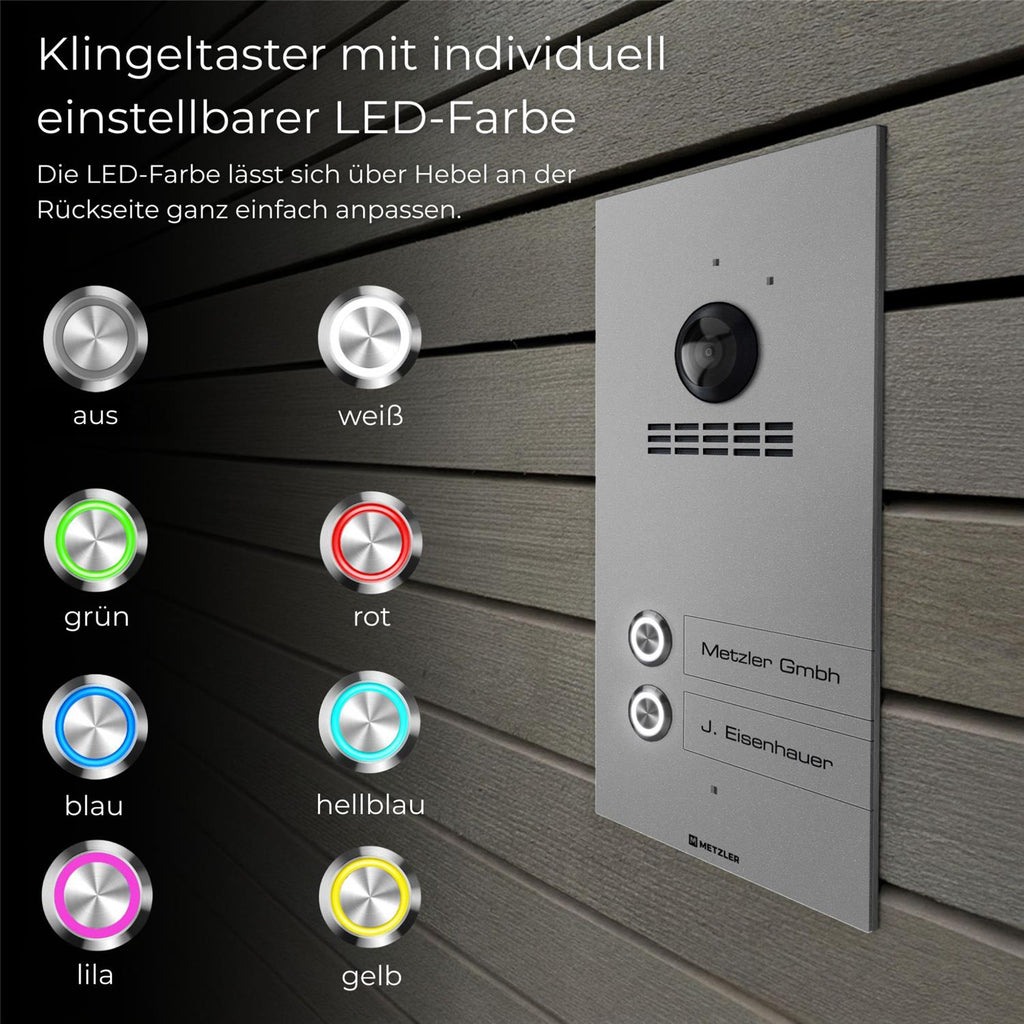Metzler VDM10 2.0 Mehrfamilien Video-Türsprechanlage | 2 Klingeltaster | Kian