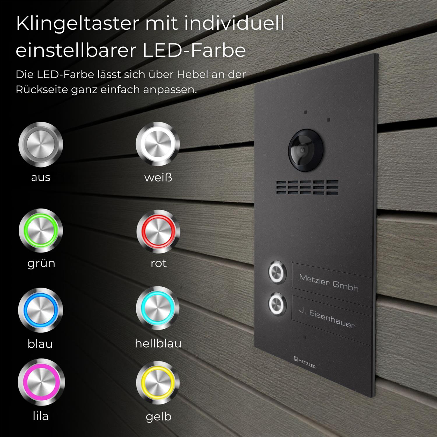 Metzler VDM10 2.0 Mehrfamilien Video-Türsprechanlage | 2 Klingeltaster | Kian