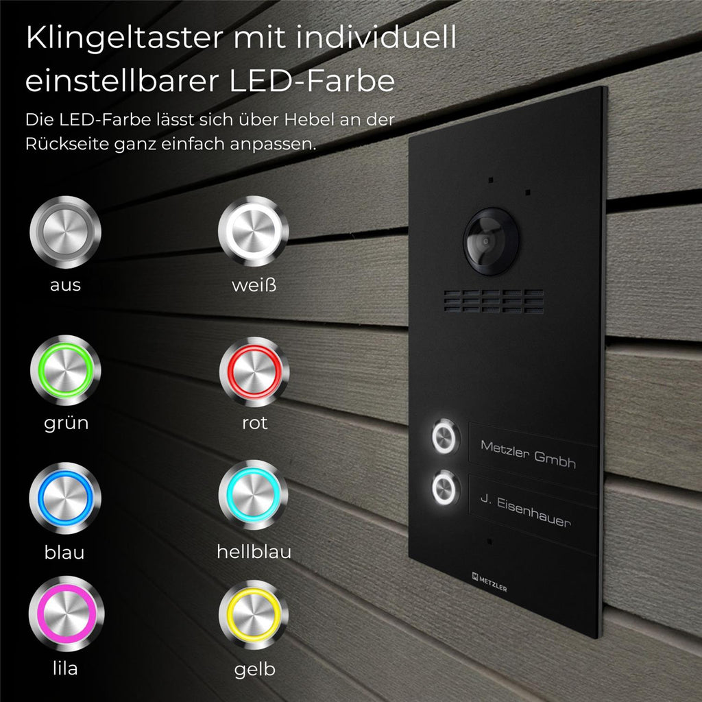 Metzler VDM10 2.0 Mehrfamilien Video-Türsprechanlage | 2 Klingeltaster | Kian