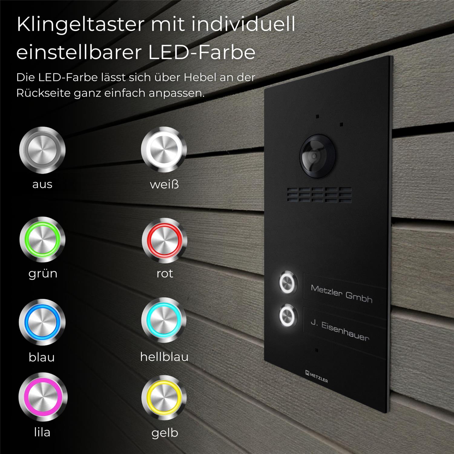 Metzler VDM10 2.0 Mehrfamilien Video-Türsprechanlage | 2 Klingeltaster | Kian