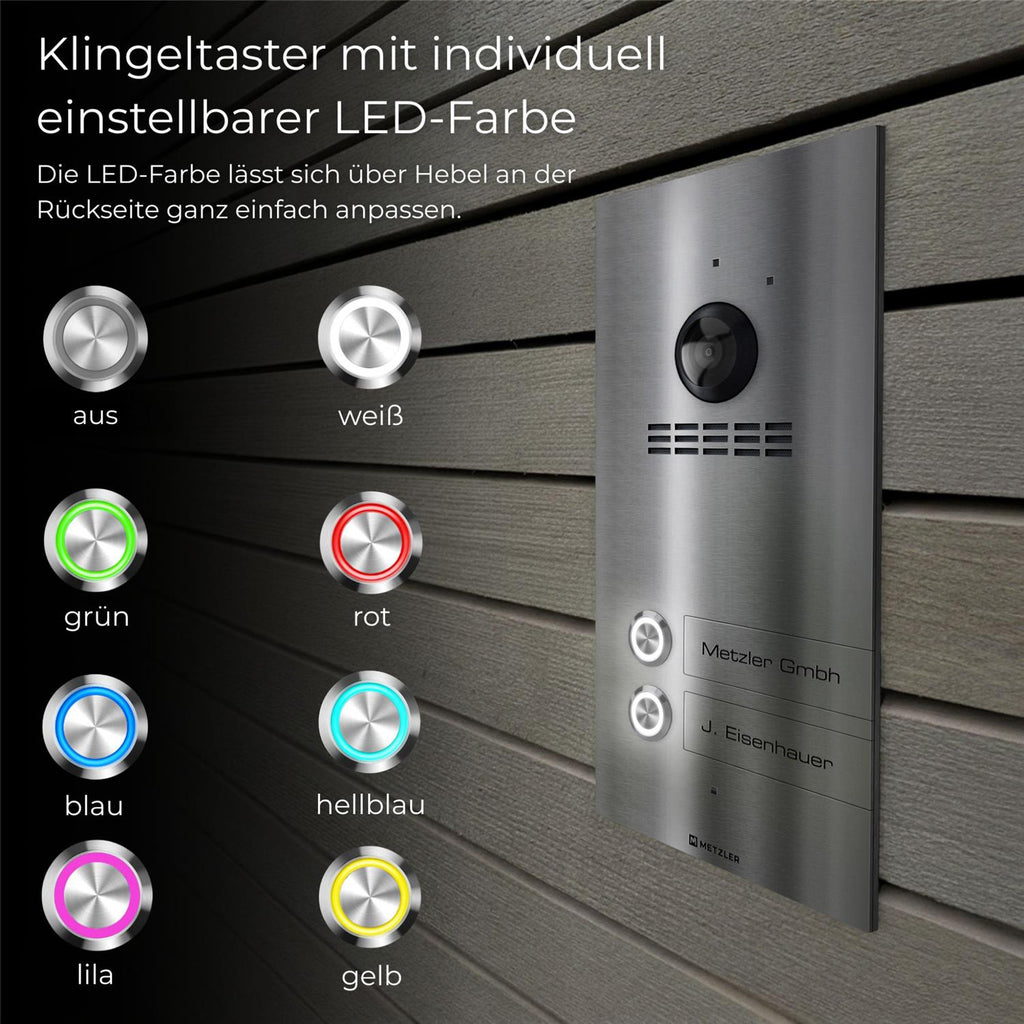 Metzler VDM10 2.0 Mehrfamilien Video-Türsprechanlage | 2 Klingeltaster | Kian