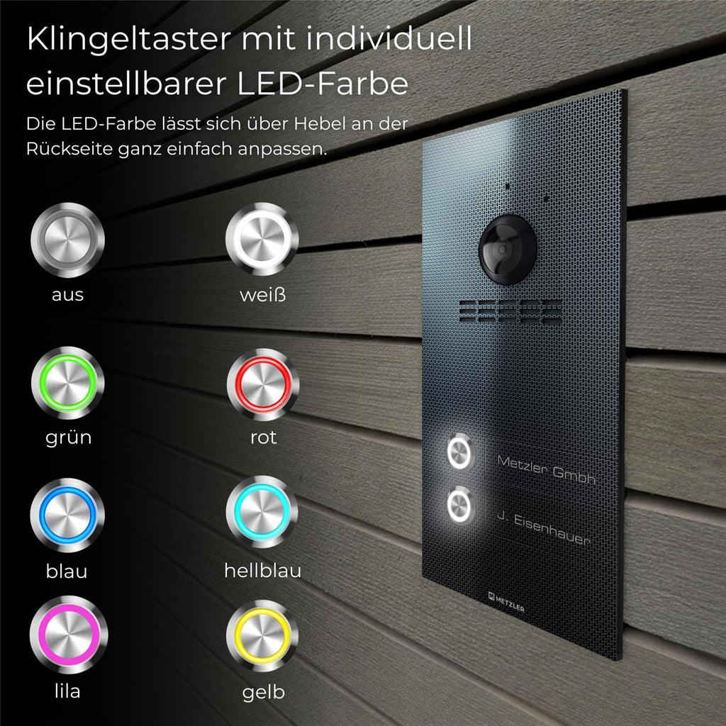 Metzler VDM10 2.0 Mehrfamilien Video-Türsprechanlage | 2 Klingeltaster | Kian