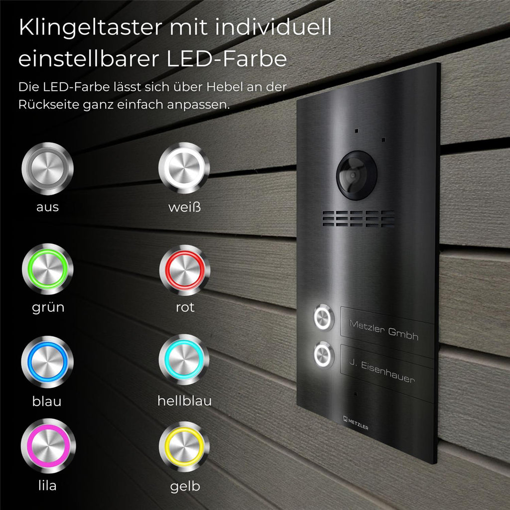 Metzler VDM10 2.0 Mehrfamilien Video-Türsprechanlage | 2 Klingeltaster | Kian