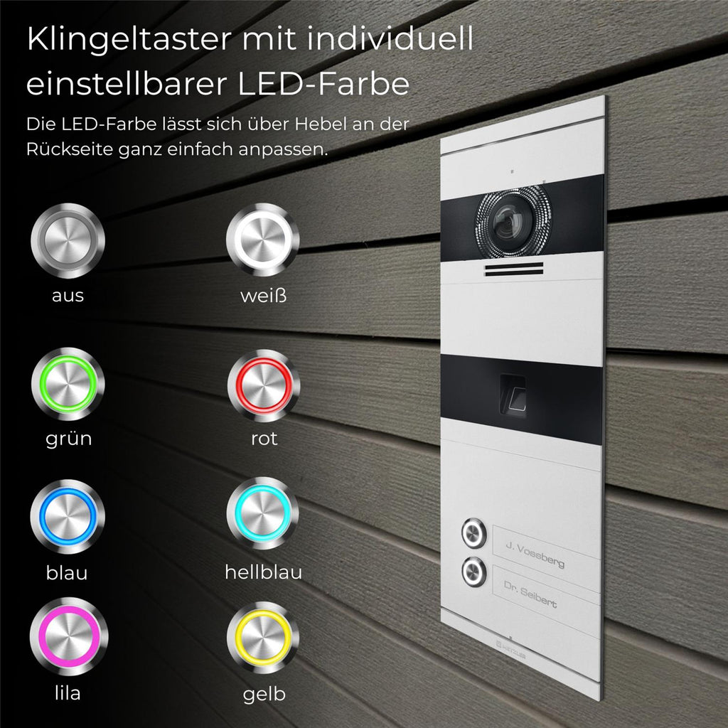 Metzler VDM10 2.0 Video-Türsprechanlage | mit Fingerprint | 2 Klingeltaster | Niko