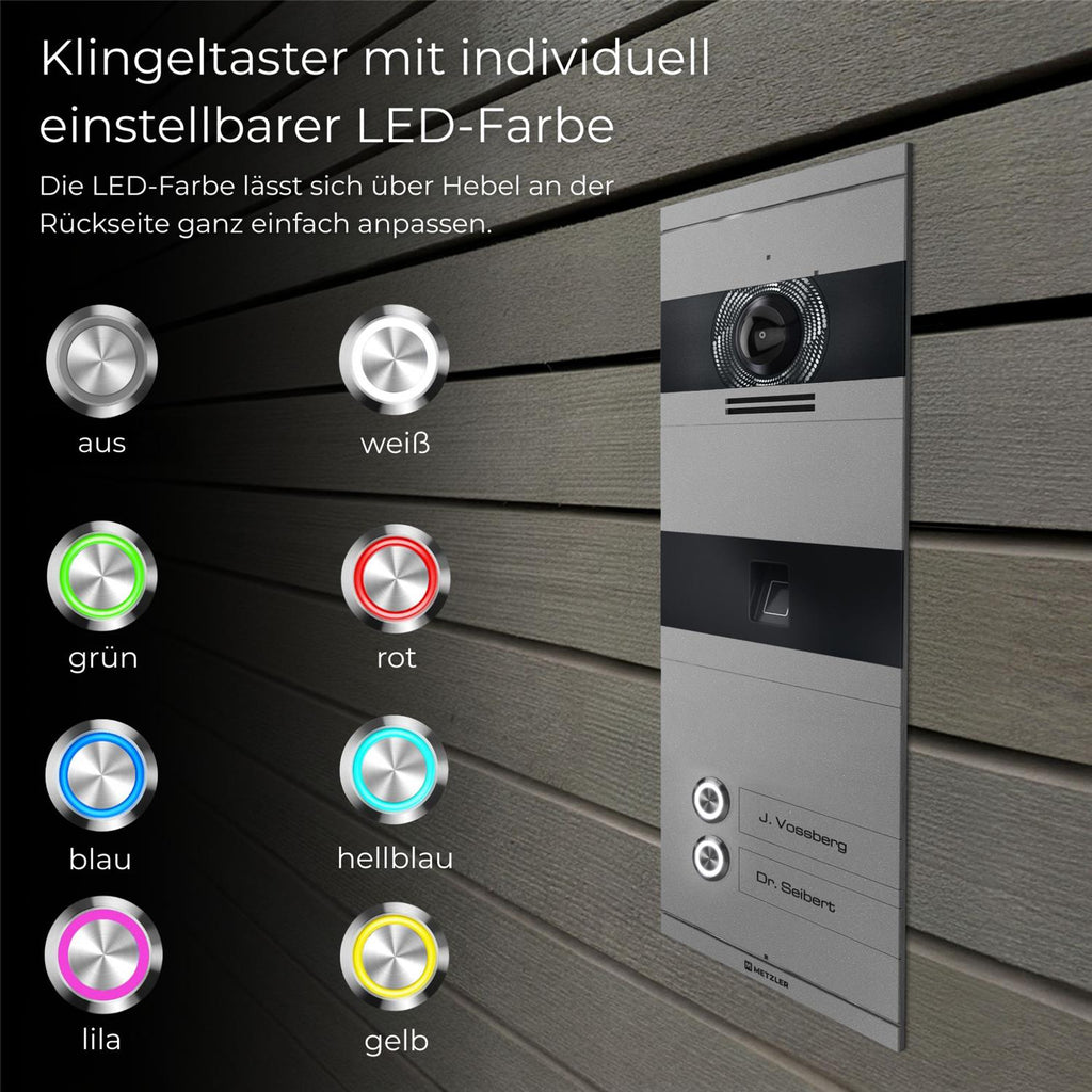 Metzler VDM10 2.0 Video-Türsprechanlage | mit Fingerprint | 2 Klingeltaster | Niko