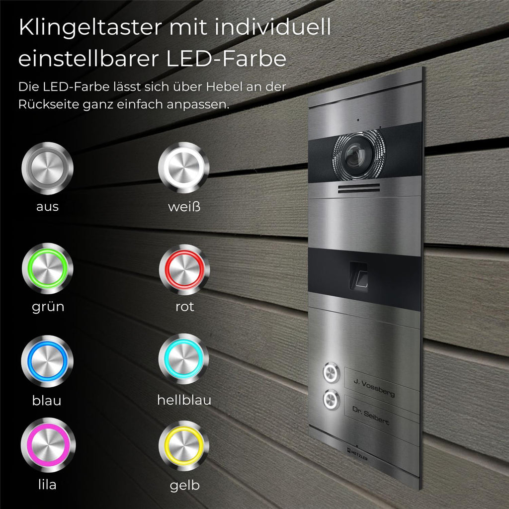 Metzler VDM10 2.0 Video-Türsprechanlage | mit Fingerprint | 2 Klingeltaster | Niko