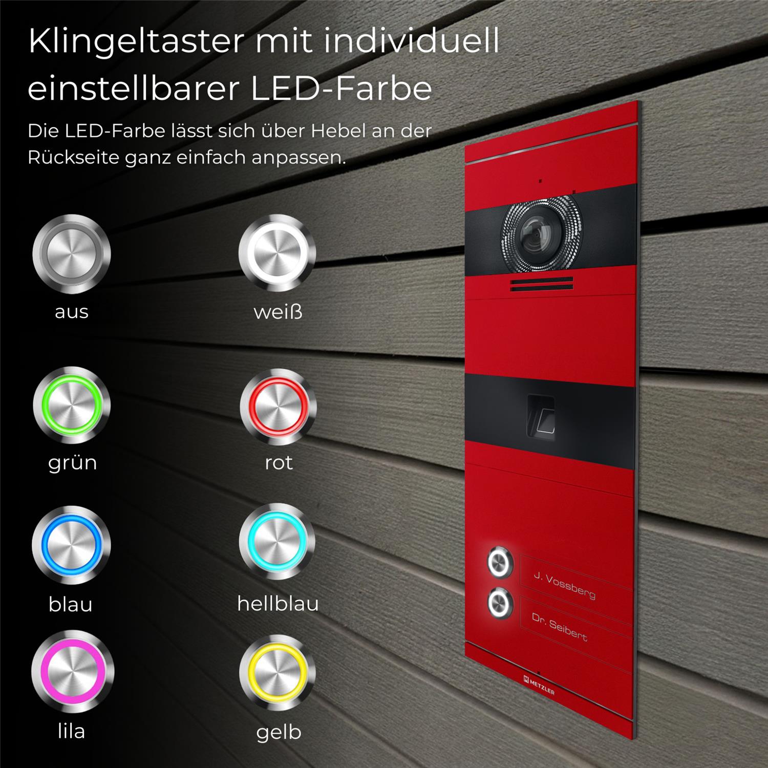 Metzler VDM10 2.0 Video-Türsprechanlage | mit Fingerprint | 2 Klingeltaster | Niko