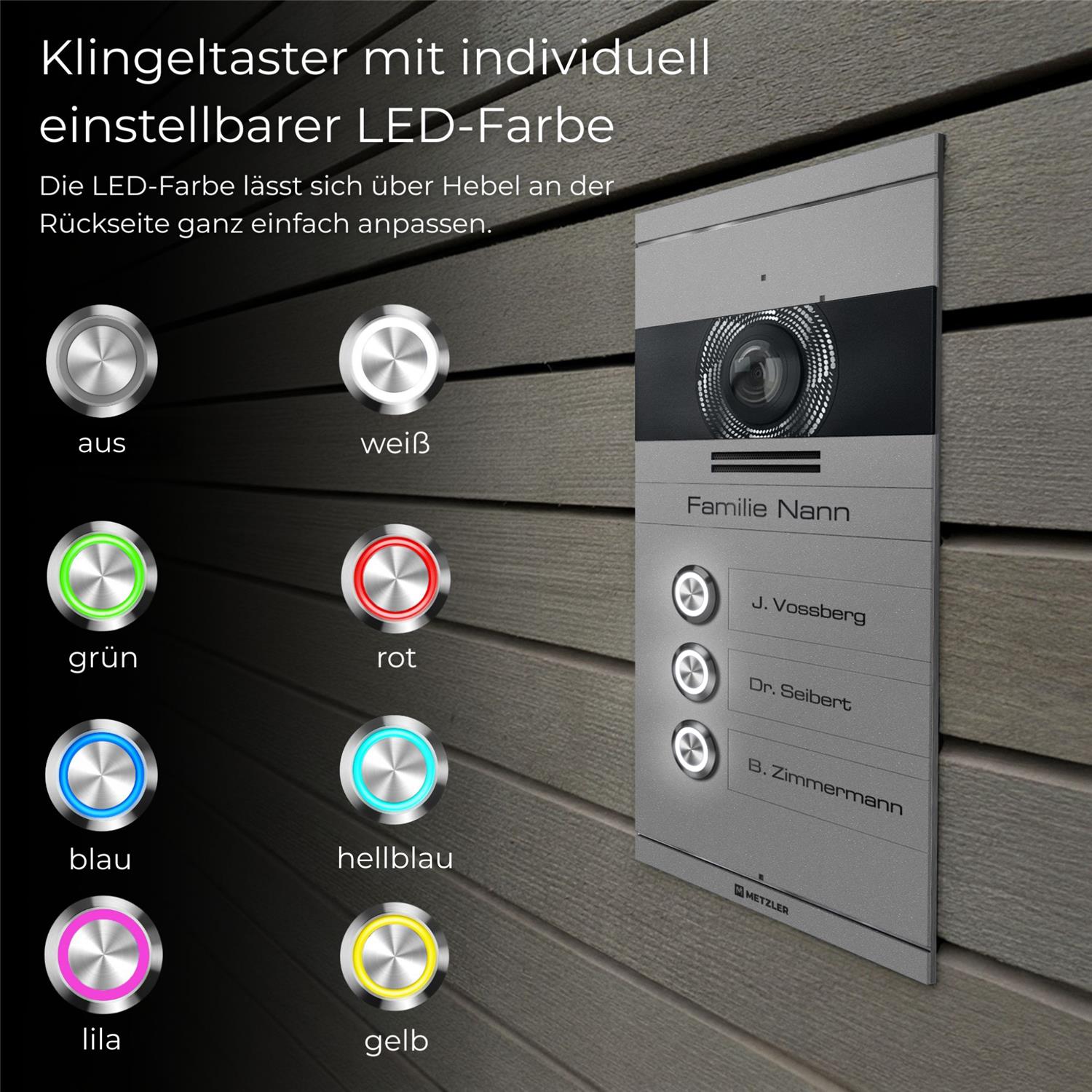 Metzler VDM10 2.0 Mehrfamilien Video-Türsprechanlage | 3 Klingeltaster | Colson