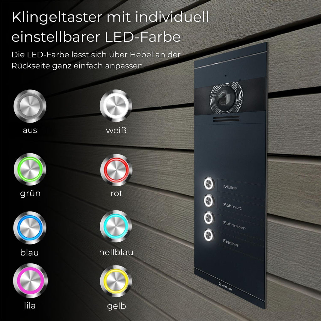 Metzler VDM10 2.0 Mehrfamilien Video-Türsprechanlage | 4 Klingeltaster | Colson