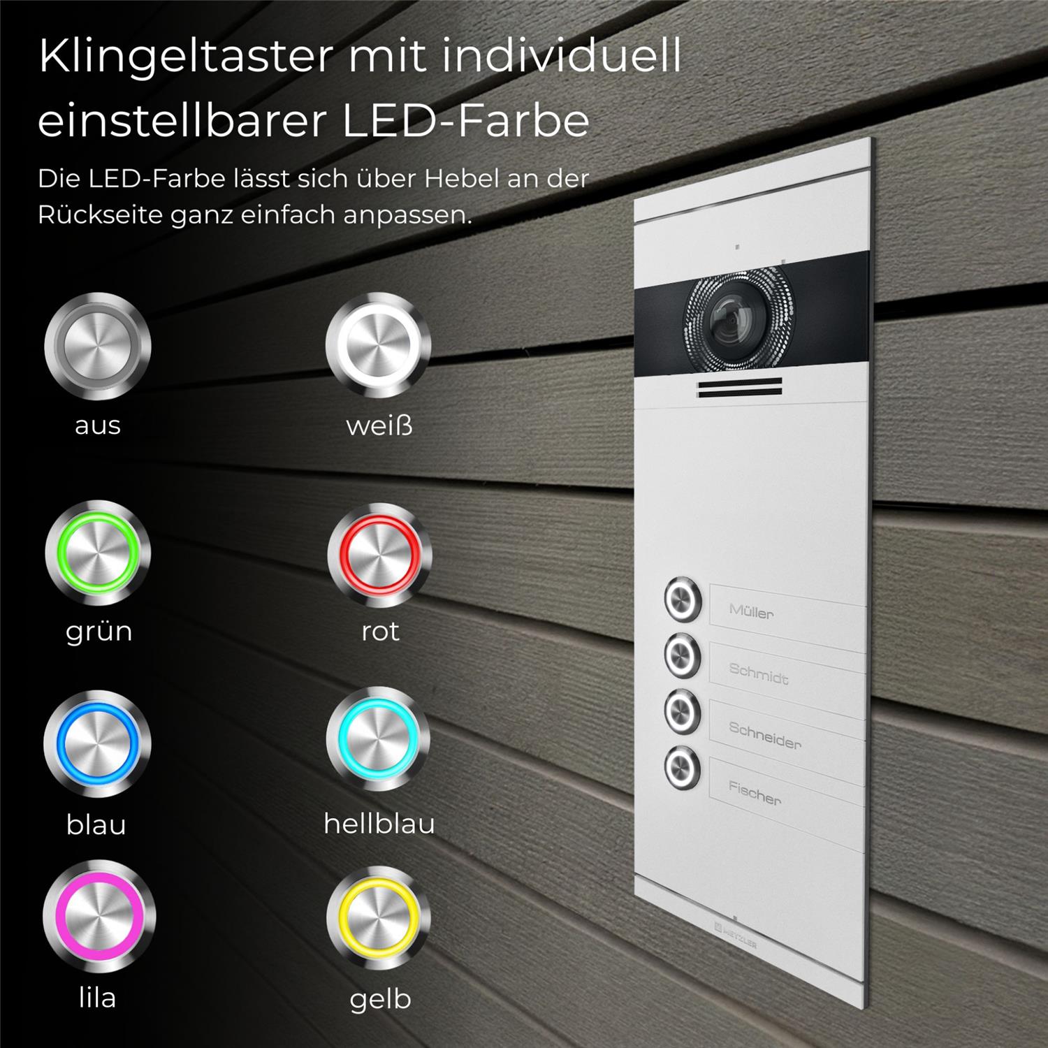 Metzler VDM10 2.0 Mehrfamilien Video-Türsprechanlage | 4 Klingeltaster | Colson