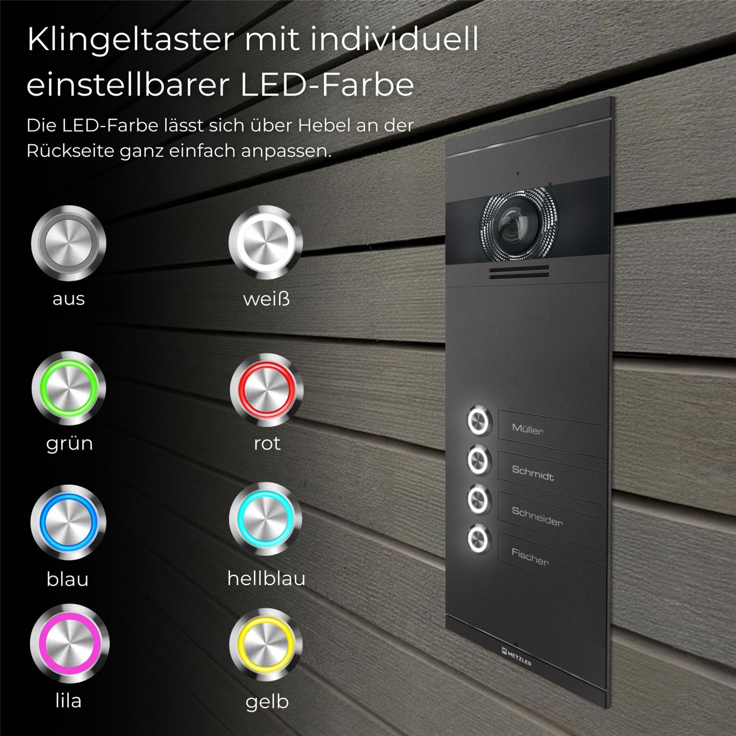 Metzler VDM10 2.0 Mehrfamilien Video-Türsprechanlage | 4 Klingeltaster | Colson