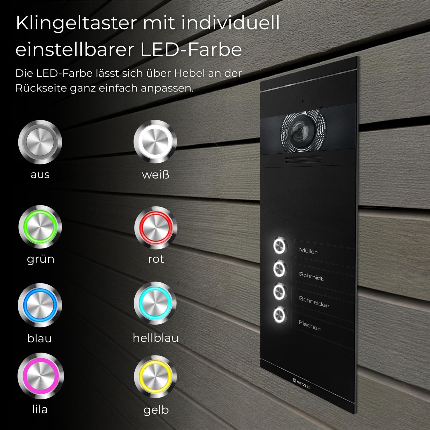 Metzler VDM10 2.0 Mehrfamilien Video-Türsprechanlage | 4 Klingeltaster | Colson