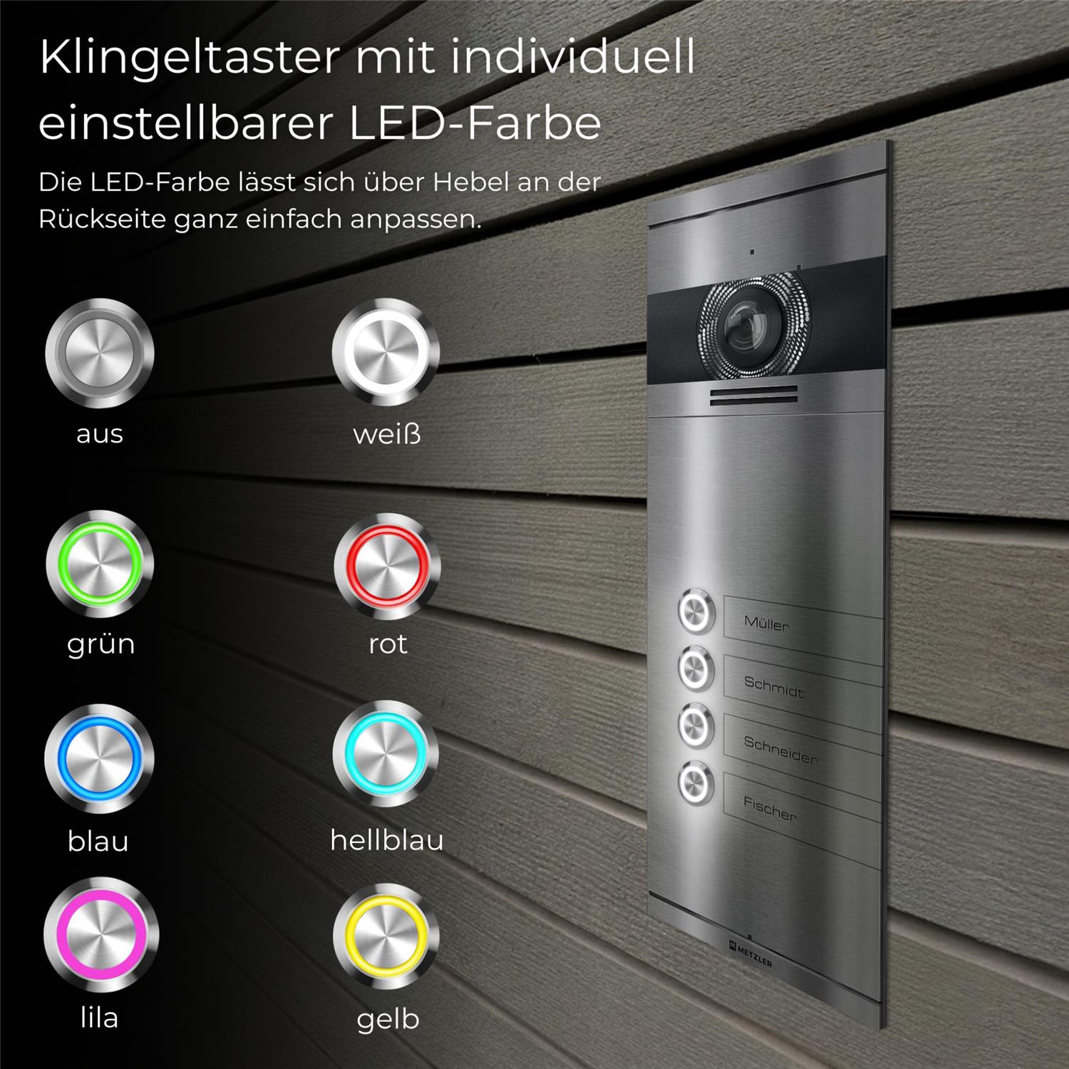 Metzler VDM10 2.0 Mehrfamilien Video-Türsprechanlage | 4 Klingeltaster | Colson