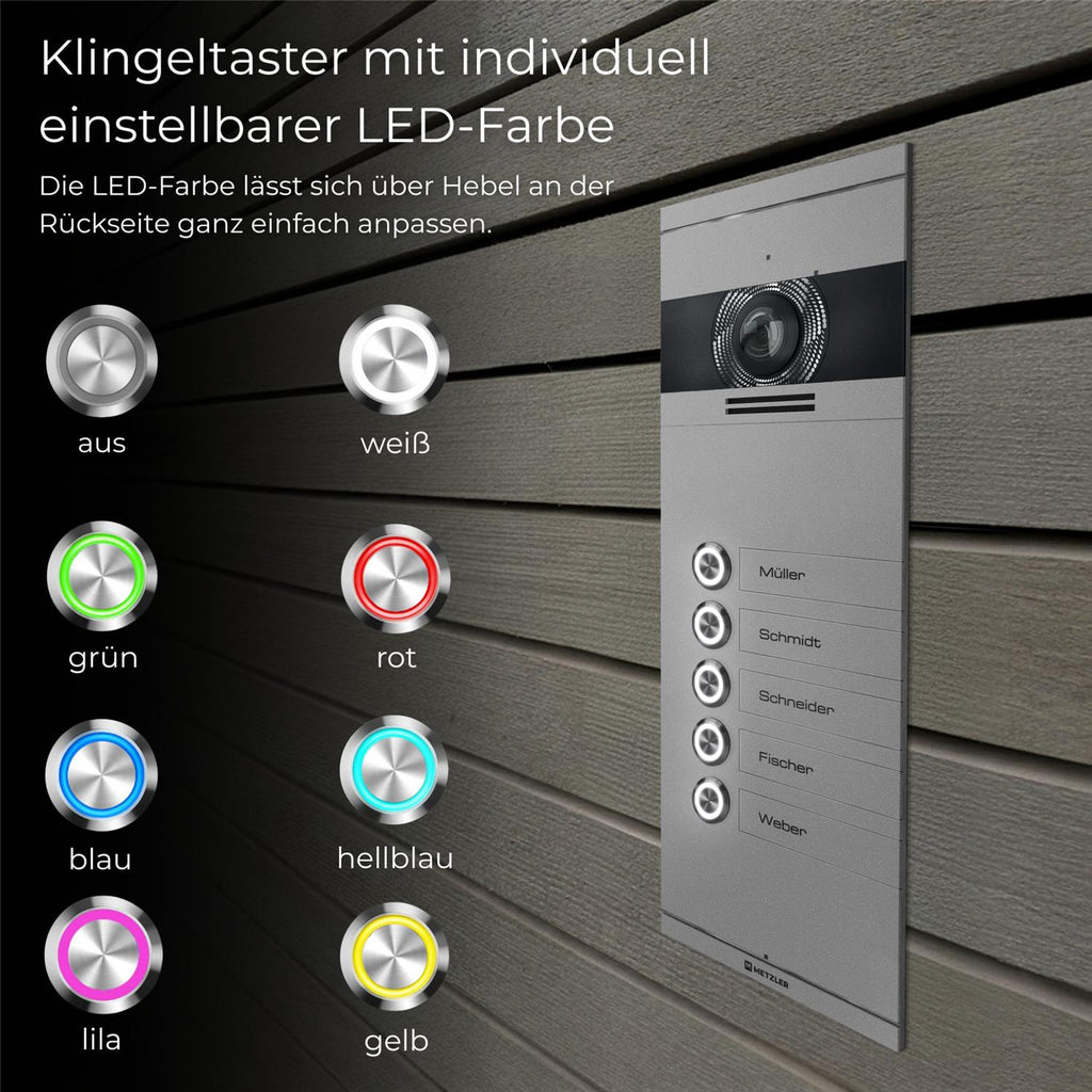Metzler VDM10 2.0 Mehrfamilien Video-Türsprechanlage | 5 Klingeltaster | Colson